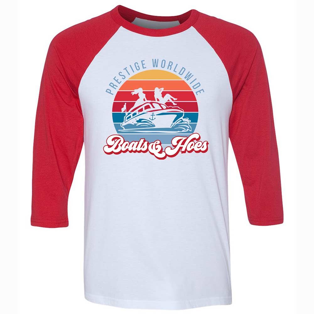 Unisex 3/4 Baseball Tee - M9C4R1F7 - White/Red - 9