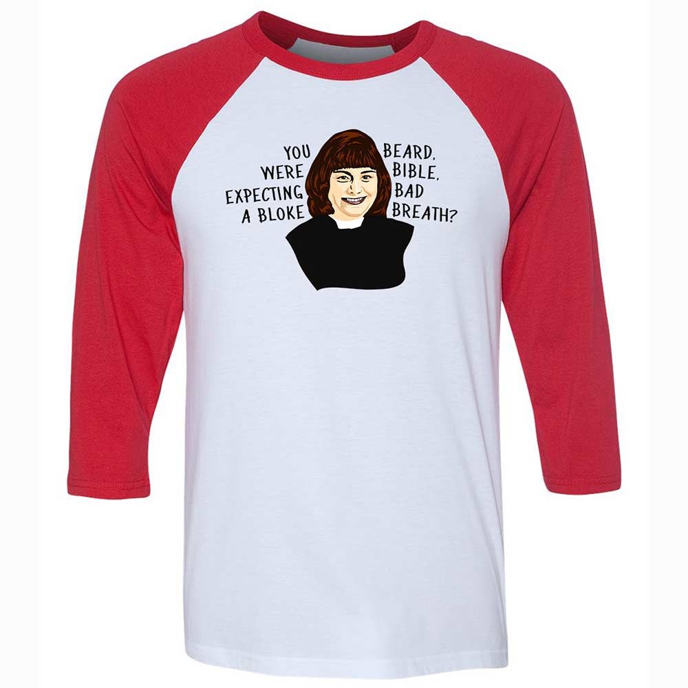 Unisex 3/4 Baseball Tee - WVSBCPKE - White/Red - 9