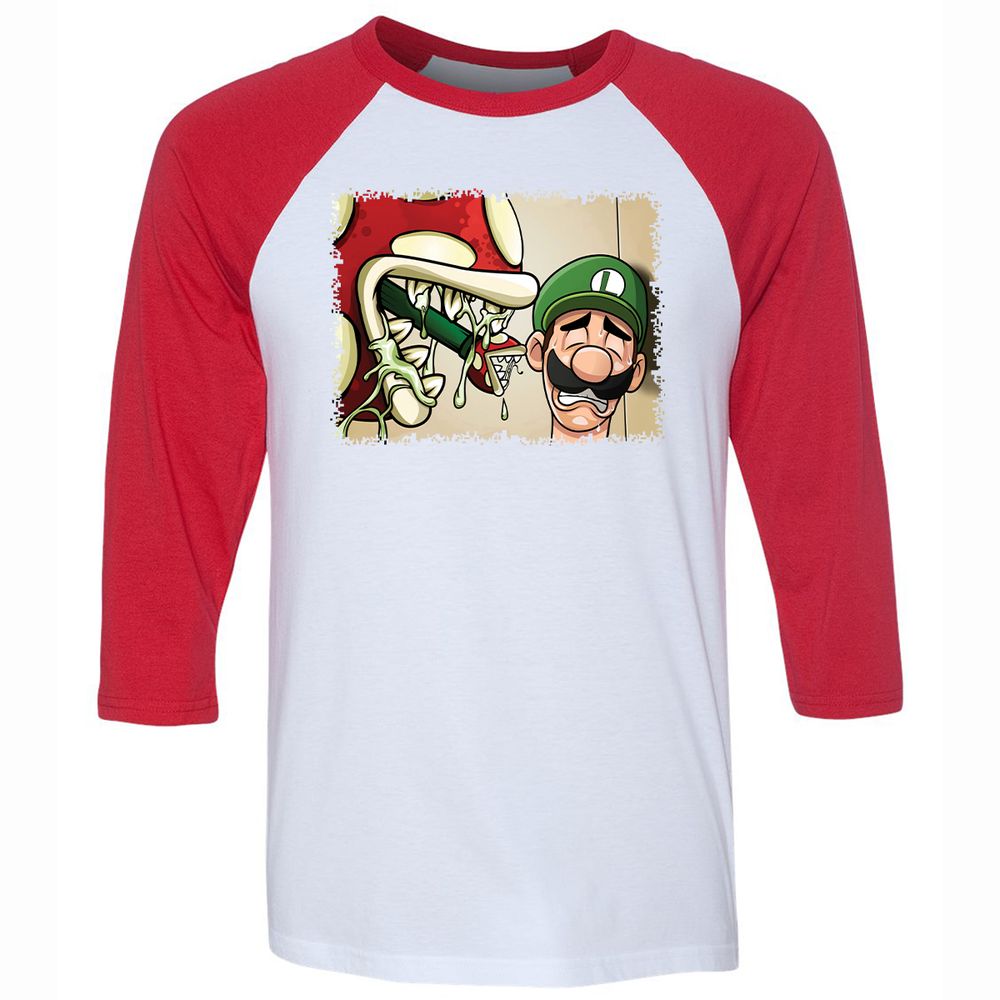 Unisex 3/4 Baseball Tee - NGAELQJF - White/Red - 9