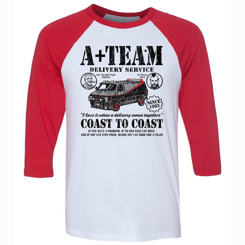 Unisex 3/4 Baseball Tee - FHTENH65 - White/Red - 9