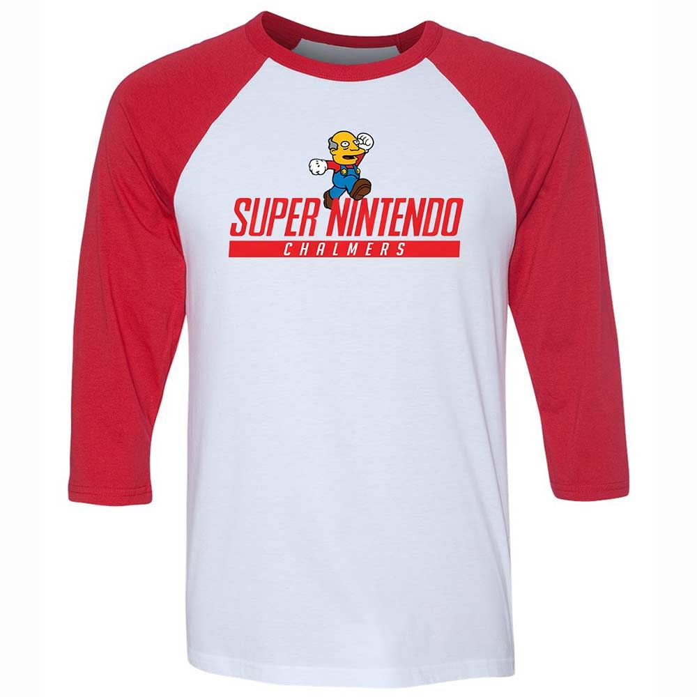 Unisex 3/4 Baseball Tee - HHFWH3CG - White/Red - 9