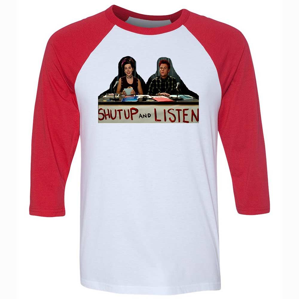 Unisex 3/4 Baseball Tee - QSFB98ZM - White/Red - 9