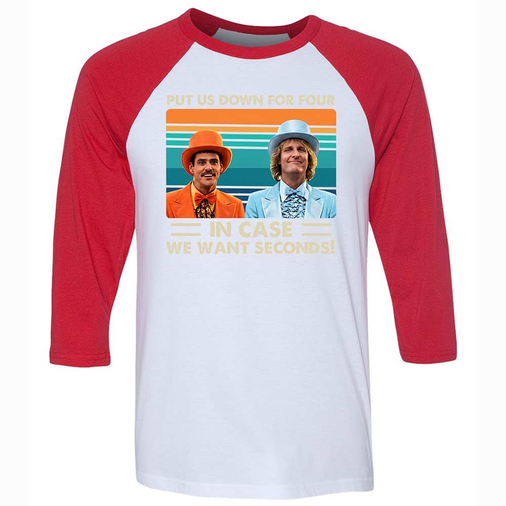 Unisex 3/4 Baseball Tee - SXFC5KP3 - White/Red - 9