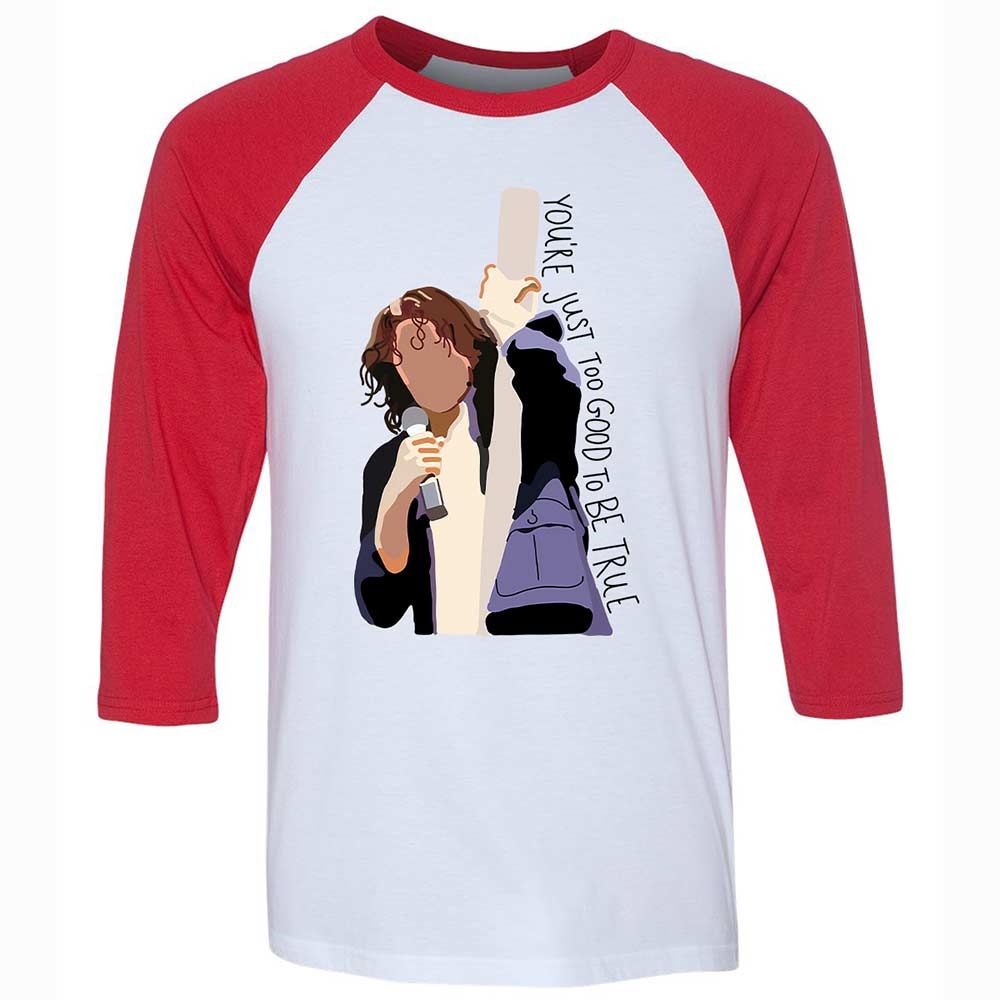 Unisex 3/4 Baseball Tee - N7BF6MUR - White/Red - 9