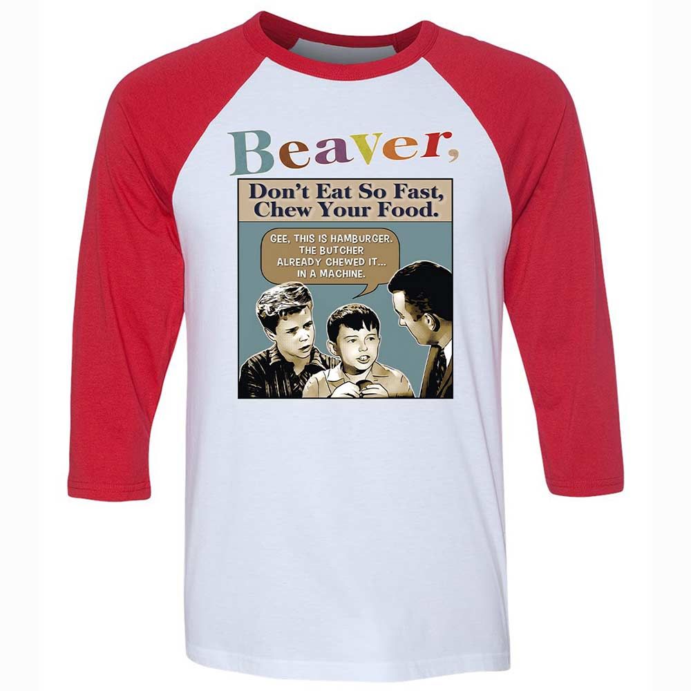 Unisex 3/4 Baseball Tee - AQS83C48 - White/Red - 9
