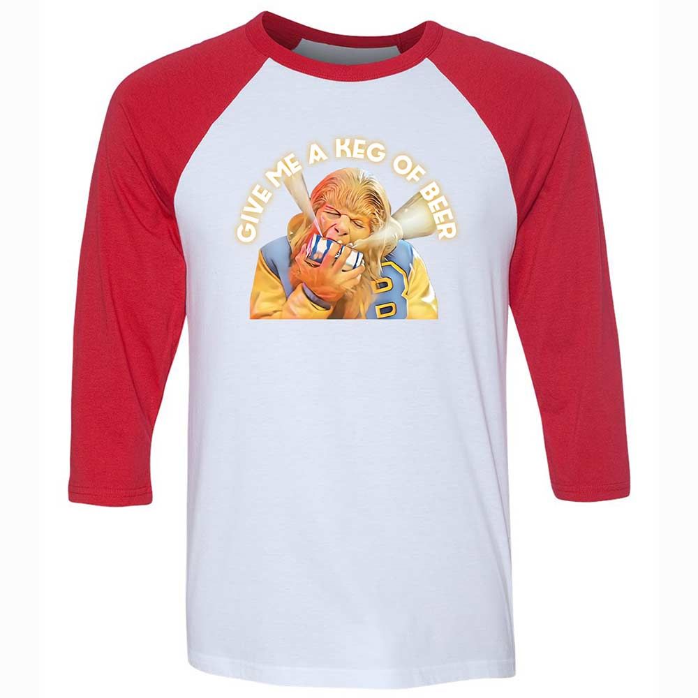 Unisex 3/4 Baseball Tee - 7QNHJRJL - White/Red - 9