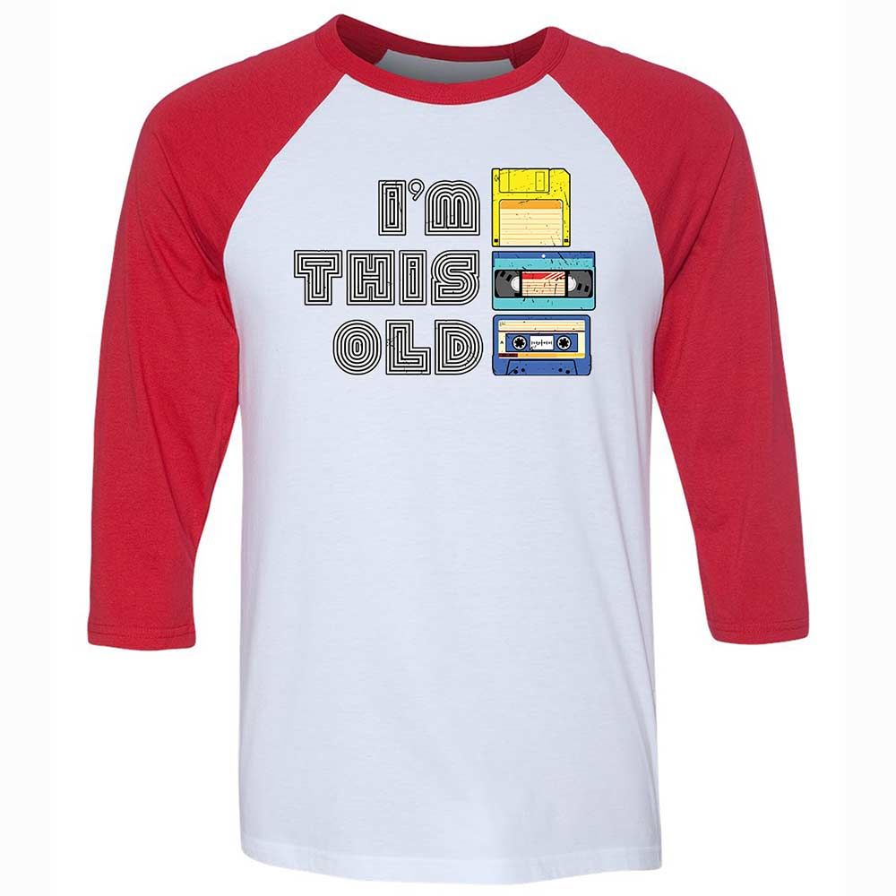 Unisex 3/4 Baseball Tee - Black - White/Red - 9