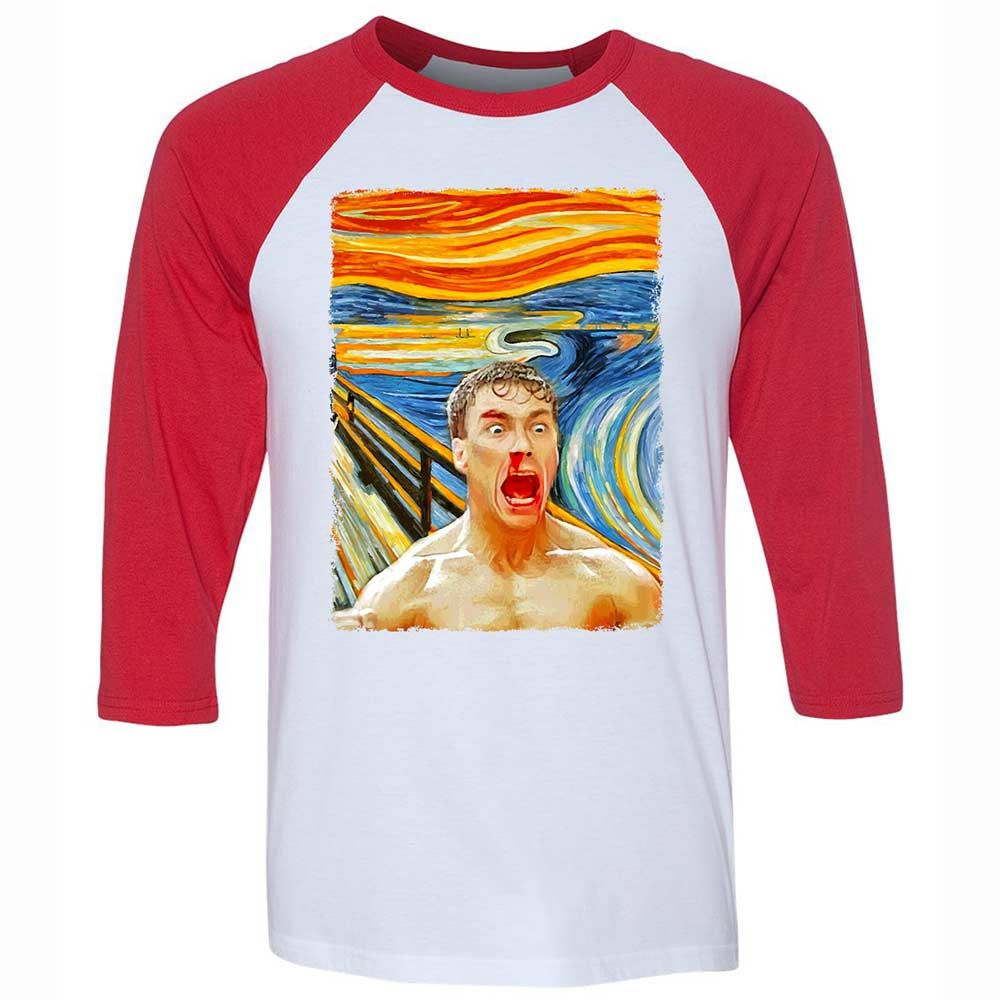 Unisex 3/4 Baseball Tee - V3KF7QZJ - White/Red - 9