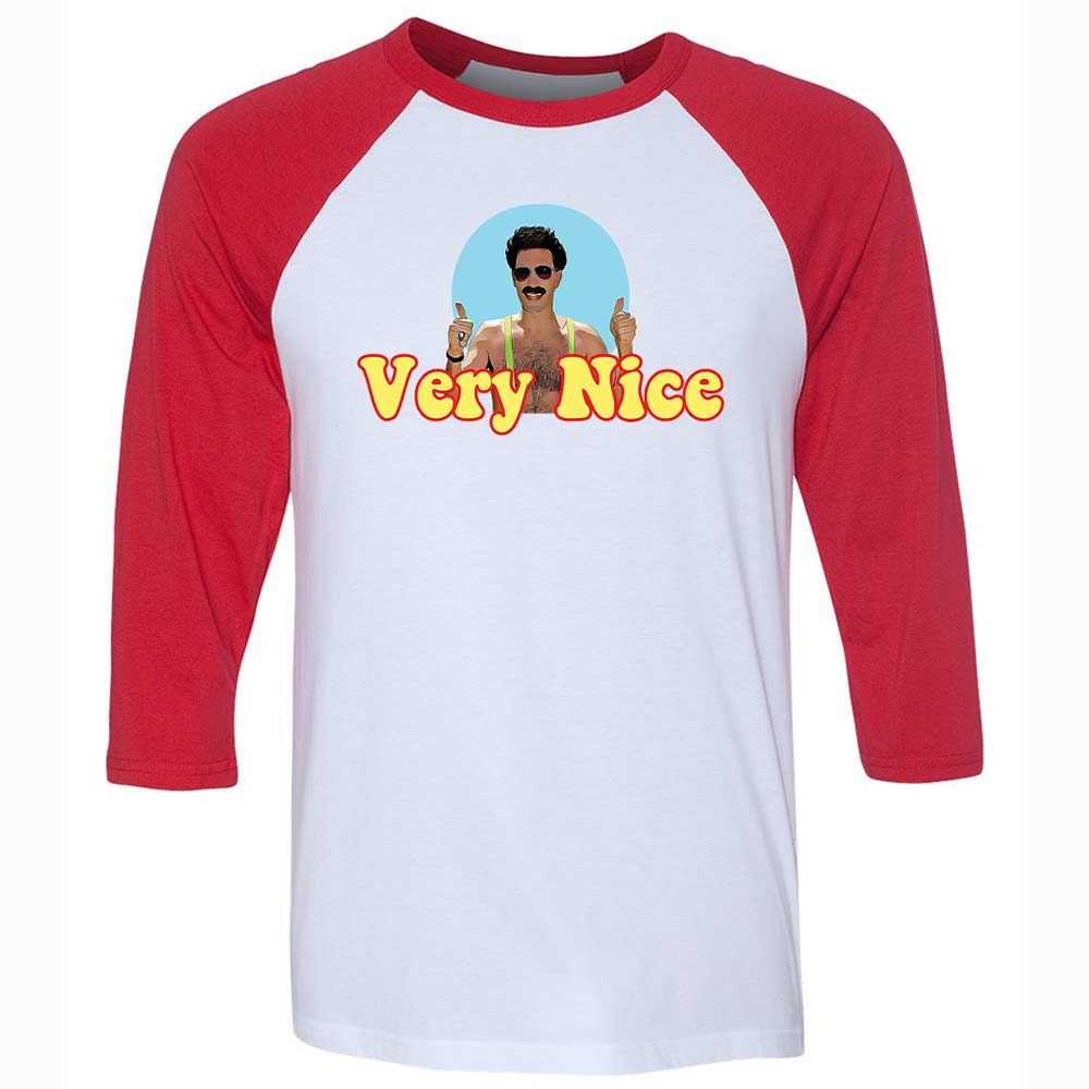 Unisex 3/4 Baseball Tee - E116GZS9 - White/Red - 9