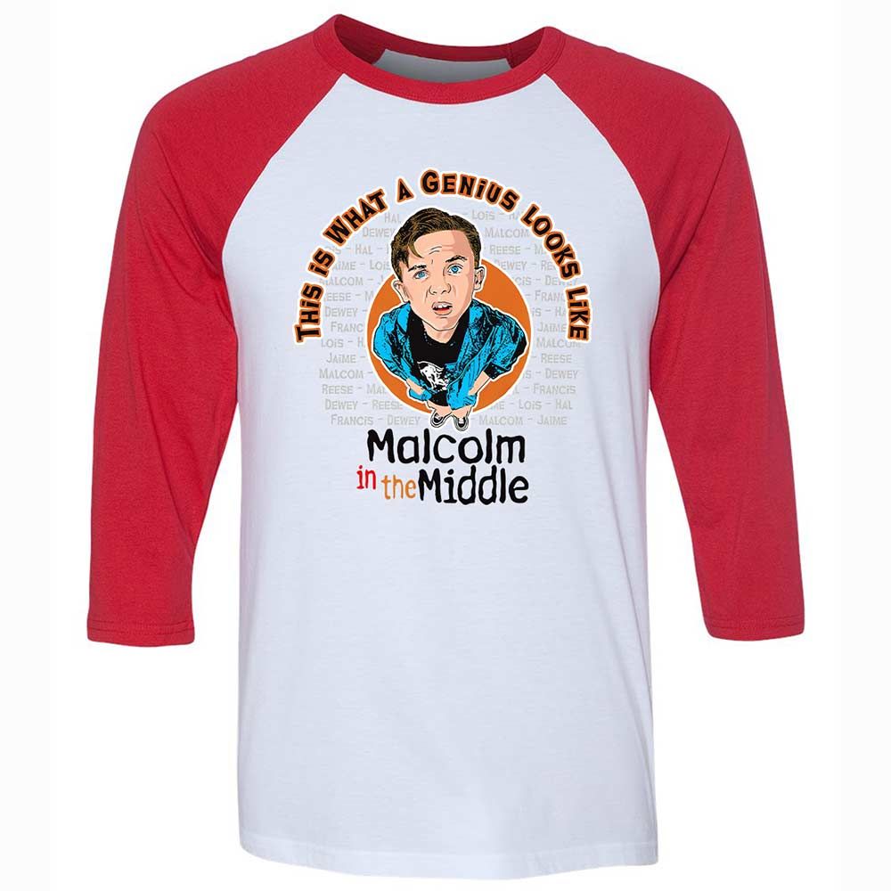 Unisex 3/4 Baseball Tee - D4UV7D98 - White/Red - 9