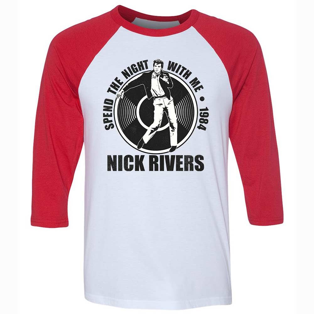 Unisex 3/4 Baseball Tee - B64QWLKU - White/Red - 9