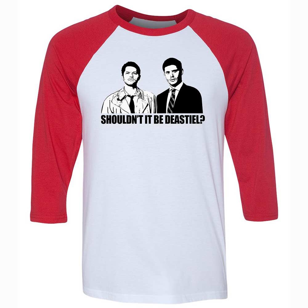 Unisex 3/4 Baseball Tee - XFZA6L6U - White/Red - 9