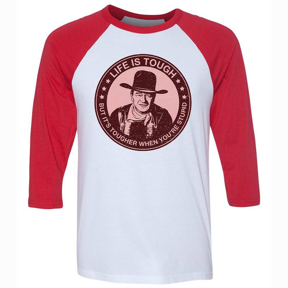 Unisex 3/4 Baseball Tee - D7QU22NY - White/Red - 9