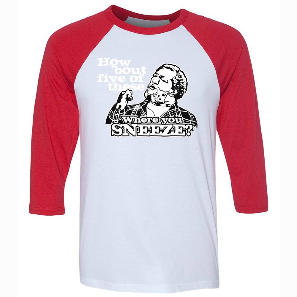 Unisex 3/4 Baseball Tee - XDK6EFJ8 - White/Red - 9
