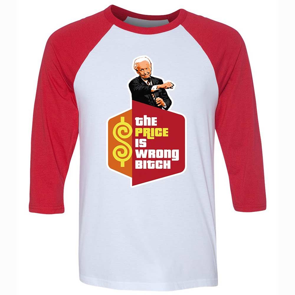 Unisex 3/4 Baseball Tee - 9PE4BVH7 - White/Red - 9
