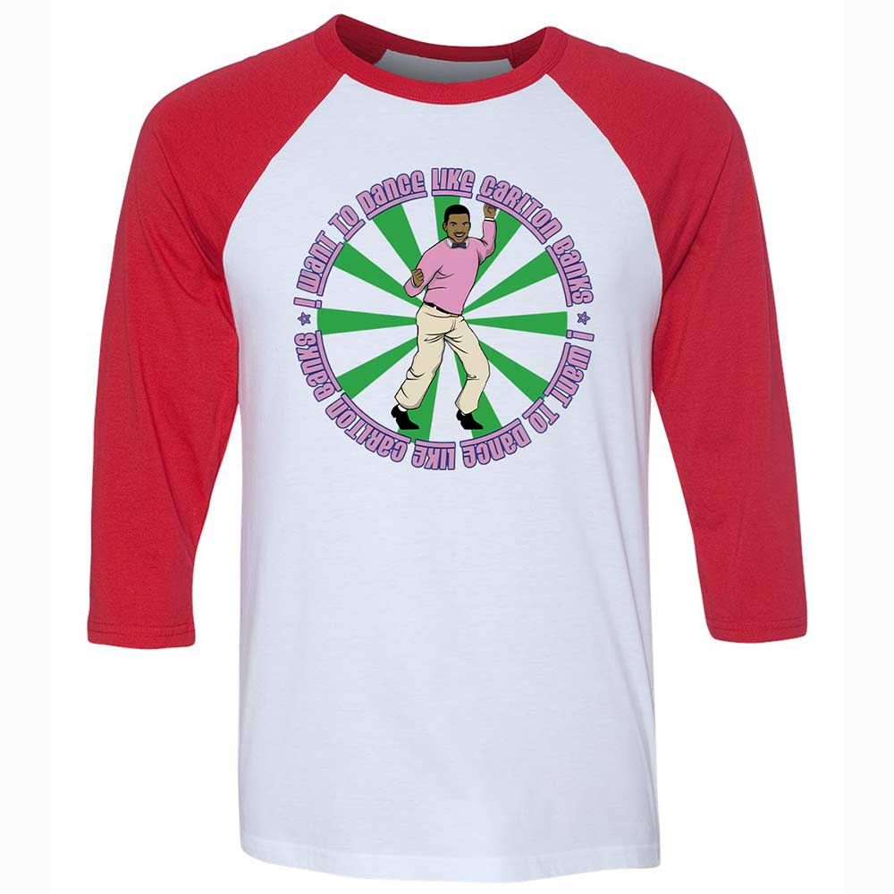 Unisex 3/4 Baseball Tee - QVMM5C3E - White/Red - 9
