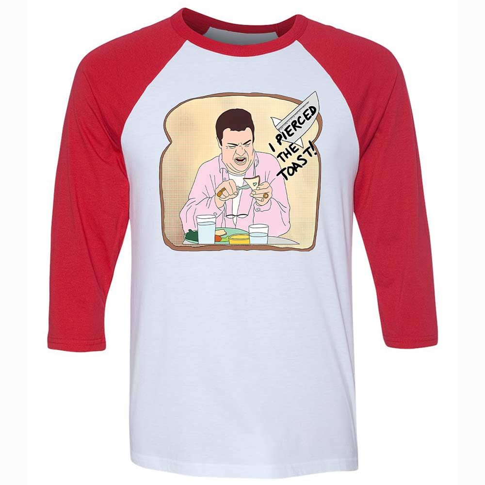 Unisex 3/4 Baseball Tee - BGJWKU9V - White/Red - 9